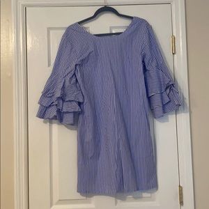 Blue and white striped dress